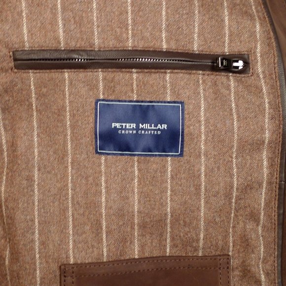 NWT Peter Millar Calfskin Crown Crafted Leather Bomber Jacket/ Large - Picture 7 of 10